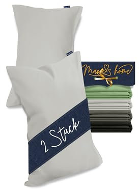 Marie´s Home 2 Stück Kissenbezug 40 x 60 cm Kopfkissenbezug 1613.2353, Silber