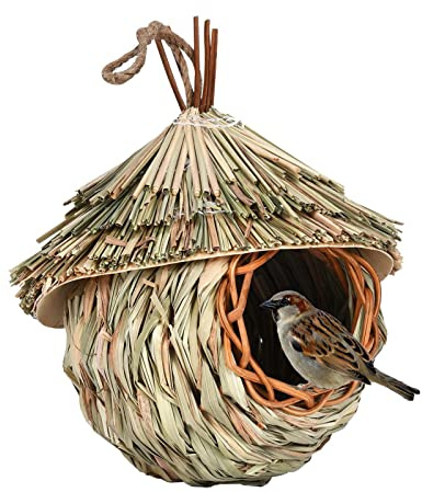 Maison Oiseaux Exterieur - Nichoir Tissé pour Colibri, Décorations de Jardin, Cadeaux pour Les Amoureux des Oiseaux, 15×19cm