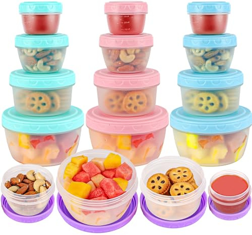 16PCS Food Storage Containers with Lids, Meal Prep Kids Lunch Containers | Reusable Plastic Snack Salad Dressing Containers to go With Leak-Proof Screw-On Top for Lunch, Dishwasher Safe & BPA Free