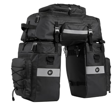 tamthy 3-in-1 Fahrradtasche Multifunktional Wasserdicht Fahrradtaschen für Gepäckträger Hohe Kapazität Fahrrad Taschen Hinten Gepäckträger, Rucksack und Umhängetasche mit Regenschutz
