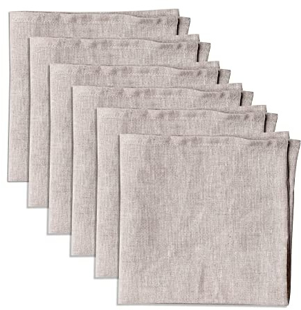 Linendo Leinenservietten, 100% reines Leinen, Beige, 38 x 38 cm, 6 Stück, europäischer Flachs, Servietten aus Leinen, Waschbar Wiederverwendbar Stoffservietten
