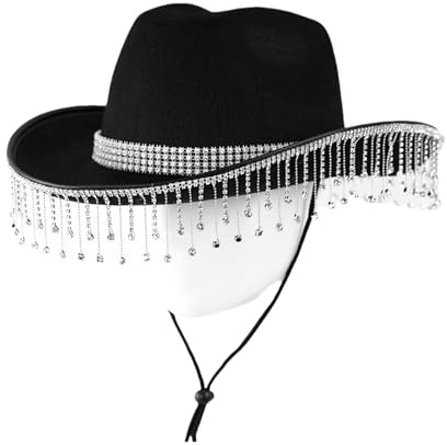Cazqgoy strass cowboyhatt strass frans brud cowgirl hatt glitter cowboy hatt