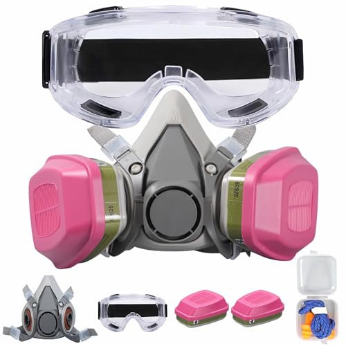 goambuy Masque de protection respiratoire demi-visage réutilisable - Masque de protection contre la poussière - Masque de peinture avec filtre - Masque de protection contre les fumées - Pour peinture