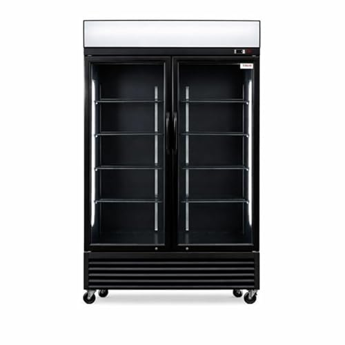 Armario para bebidas genérico 2 puertas acristaladas - 880L - Temperatura 2-8°C - Iluminación LED - Doble acristalamiento - Ruedas - Cierre automático - Canopy Luminoso Publicitario - Negro - 230V