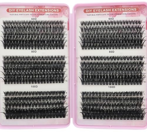 KEYRI 576 Pièces Faux Cils Individuel 60-80-100D Fluffy Russian Eyelashes Extensions Curl Extension Cils Kit Faux Cil DIY Kit Extension Cil pour Débutants Filles et Femmes (60-80-100D)