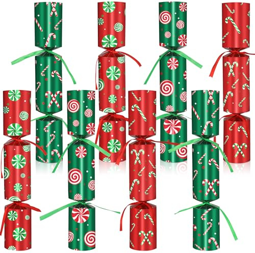 8 Pack Christmas Cr ac k ers Pop p ers with Prizes No Snap Christmas Cr ac k ers with Gifts Jokes for Adults Kids Christ mas Table Decorations Party Favors Bulk Holiday Gifts for Xmas Dinner Tradition