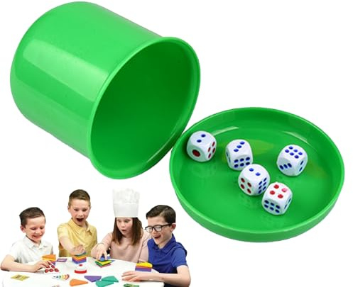 Generisk tärningskopp, bar tärningskopp, tärningsspel för bar – | tärningsshaker-mugg med 5 tärningar för fest tärningsspel, tärningsspel för familjen, bärbar – för vuxna