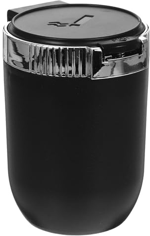 LABRIMP Car Ashtray with Lid for Cars Portable Smokeless Automotive Ashtray with Ceramic Inner Multifunctional Trash Container Odor-resistant Compact Lightweight Design for Men Silver