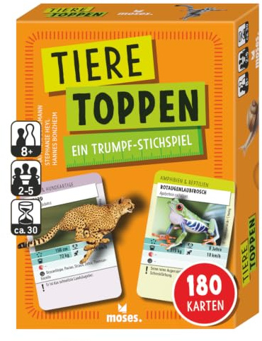 Moses Doodle Toppen – Tkrymp-stickspel med 180 djurkort, för barn från 8 år, 2-5 spelare *inuti, med spännande djurfoton och vetenskapliga fakta, ca 30 minuters speltid