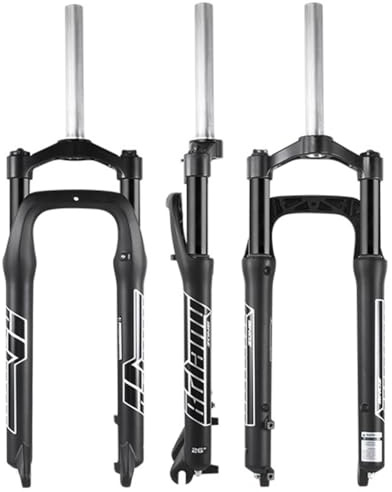 BSFHQS Fjädergaffel för mountainbike, upphängningsgaffel 20 26 tum 4,0 däckfett cykelgaffel 100/110 mm resa snö strandcykel fjädergaffel 1-1/8 tum rak skivbroms framgaffel 9 x 135 mm QR manuell