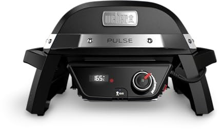 Weber Pulse 1000 Elektro Grill, 41 x 31cm Grillfläche, Temperaturen über 300°C, Digitaler Temperaturregler & Thermometer, Porzellanemaillierter Guss-Grillrost - Schwarz (81010079)