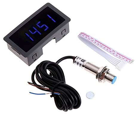 DollaTek DC 8-24 V 4 digital LED varvräknare varv/min hastighetsmätare med hall närhetsbrytare sensor NPN 10-999 RPM