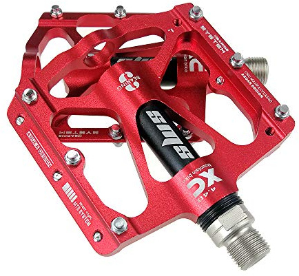 FrontStep Pedali Antiscivolo in Lega di Alluminio di Alta qualità Leggeri MTB/Mountain Bike/Bici da Corsa/City Bike/Pedale Ciclismo/BMX con Pedali per Bici con mandrino in Acciaio CR-Mo (Rosso)