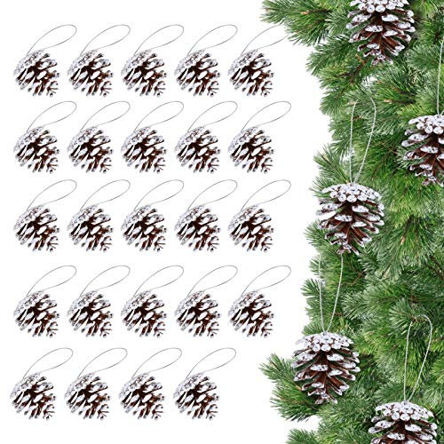 LIHAO 24pcs Pommes de Pin Artificielles pour Décorations Sapins de Noël Couronnes de Noël DIY Décoration Noel
