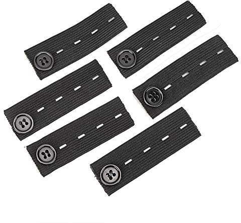 GOTOTOP 6 Pieces Belt Extension Buckle Maternity Pants Adjustable Extender Elastic Band Pregnancy Belt Black and White Belly Belt (Black)