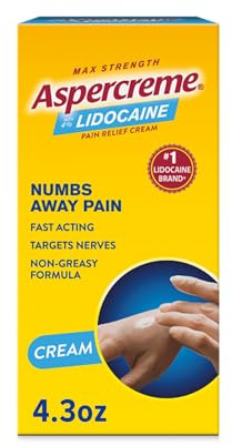 Aspercreme Pain Relief Cream with Max-Strength 4% Lidocaine, Soothes Aggravated Nerves, Numbing Topical Analgesic with Moisturizing Aloe, 4.3 oz