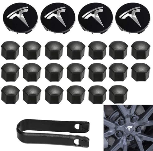 Aero Wheel Cap Kit,Wheel Lug Nut Covers Model 3 Wheel Cap kit with Tesla Logo Hub Center Cover Nut Cover Caps For Tesla Model 3 Model Y