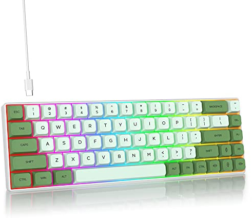 SOLIDEE Bärbar 65% Mekanisk Speltangentbord,68 Tangenter Kompakt RGB Bakbelyst Kabelanslutet Tangentbord med Avtagbar Typ-C Kabel,Kontorstangentbord med Linjära Brytare för Windows PC Mac(68 Matcha)