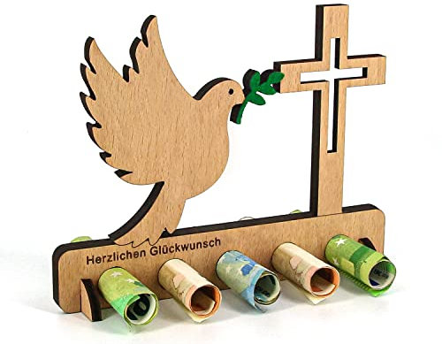 Giftota - Originelle Kommunion Geburtstag Geldgeschenk Holz - Kreatives Geldgeschenk - Konfirmation Geschenk - Geschenke aus Holz - Geschenke für Frauen und Männer