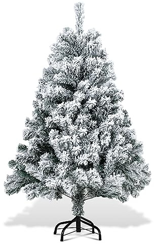 EINFEBEN Árbol de Navidad Artificial con Nieve, 120 cm, con 340 Puntas de PVC, Abeto de Apertura automática, con Soporte de Metal, difícilmente inflamable