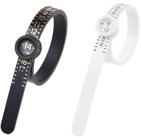 2Pcs Soft Comfortable Plastic Ring Sizer Tool Adjustable Magnified Window Finger Ring Sizer Wedding Groom Ring Sizer UK Measurement with Ring Size Guide Chart