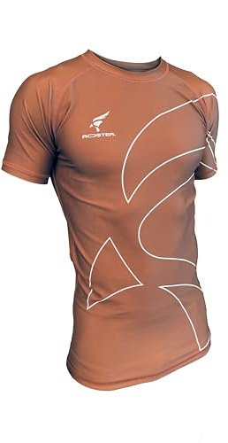 ROSTER. BJJ Camiseta de Compresión para Entrenamiento MMA, Boxeo, Kick Boxing, Gimnasio, Unisex (FR/ES, Letras, M, Regular, Regular, Marron)
