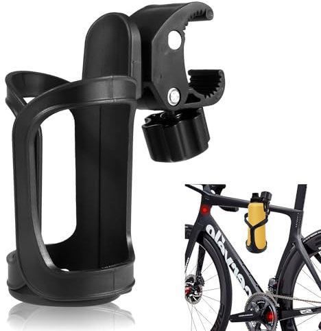 Porte-Bouteille de vélo Universel Rotation 360 Degrés Réglable Porte-Gobelet Porte-Bouteille de Vélo Porte Bidon Gourde VTT pour Chariots, Vélos de Montagne, Déambulateurs