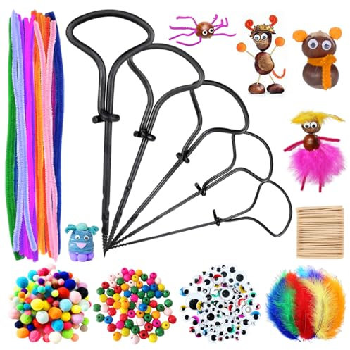 Kastanienbohrer Set 405Pcs Kastanien Bastelset, Handbohrer Kastanien, Herbstbasteln Kastanienbohrer, Kastanienmännchen DIY Bastel Set, Handbohrer Kastanienbohrer Herbst Basteln Kinder Bastel Zubehör