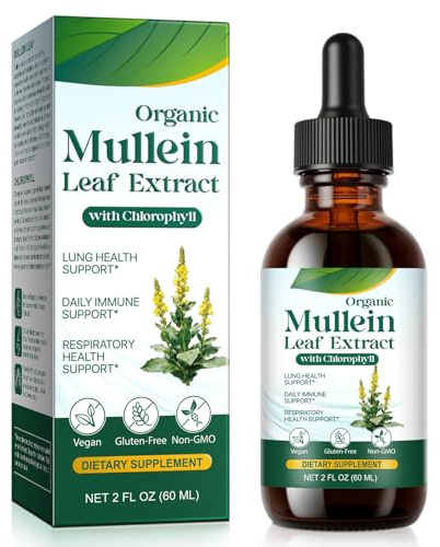 Mullein Leaf Liquid Drops, Mullein Leaf Extract Drops with Chlorophyll Support Lung Health, Daily Immune, Respiratory Health
