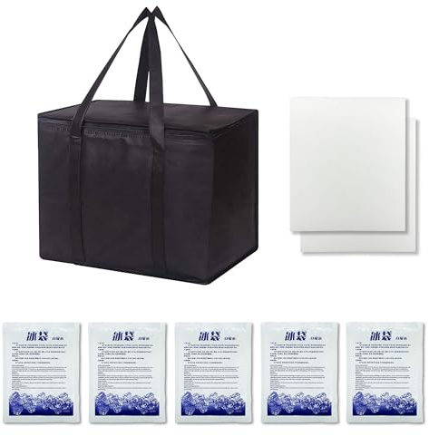 1 Pedazo Bolsa Nevera Grande（35L）+5 Pedazo Bolsa congelados，Bolsa termica Porta Alimentos Grande，Plegable Bolso Nevera，Bolsa térmica Grande，Bolsa Nevera Playa，Bolsa Transportar congelados