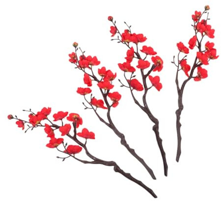 Milisten 4pièces Fleurs Artificielles De Prunier Soie Décorations De Noël Thanksgiving pour Table Fleurs Réalistes pour Décorations Festives à Domicile