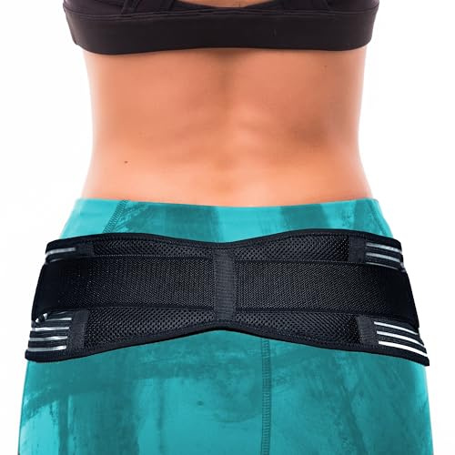UK+ PRO CARE Elastic Mesh SI Joint Hip Belt For Men/Women, Pelvis Lower Back Support With 2 Adjustable Straps, Sacroiliac Support Belt for Lower Back Weakness, Slipped Disc, Pain Relief (Black, L)