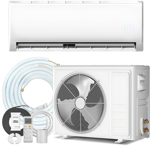 TMYICE 12000 BTU Mini Split AC/Heating System, 19 SEER2 115V Ductless Inverter Wall-Mounted Split AC Unit with Pre-Charged Condenser Cools Room Up to 750 Sq.Ft, Heat Pump & Installation Kits