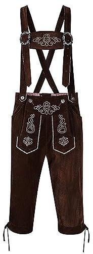 Oktoberfest, vestito da uomo, taglie forti, in pelle, pantaloni bavaresi e alla moda, con bretelle, in pelle, per costume tradizionale bavarese, costume tradizionale bavarese, jeans al ginocchio