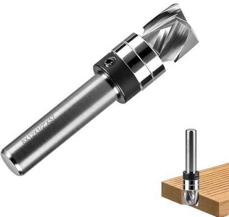 MIGUBIGU 1 PCS Fresa Elicoidale per Legno 8 mm con Cuscinetto, Fresa a Filo 8mm, Fresas a Spirale Legno, 12,7 mm di Lunghezza di Taglio, D=12 mm, per Fresatrice