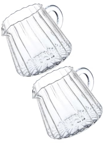 SHINEOFI Pot à lait en verre 200ml lot de 2, pichet mousseur pour café espresso, en verre borosilicate résistant à la chaleur, bec verseur précis pour crème et lait, design transparent ergonomique