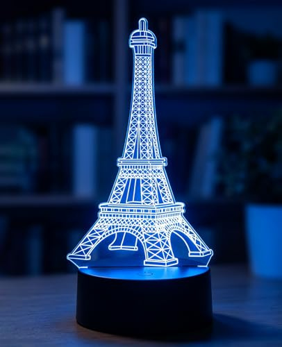 Torre Eiffel luminosa, ilusión 3D, 7 colores, lámparas ambientales, crea un ambiente propicio para dormir y decora las habitaciones de los niños, regalos de cumpleaños para niños