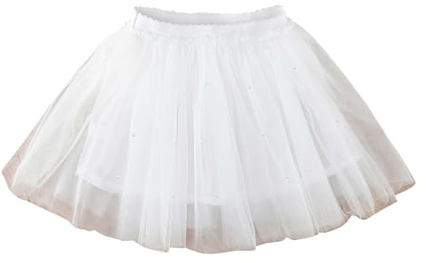 Jupes tutu pour fille - Jupe de danse multicouche - Style rétro fantaisie - Élastique - Moelleux - Accessoires bouffants décontractés pour enfants, blanc, 1-2 ans