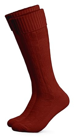 HerzSticht Chaussettes Longues Traditionnelles Bavaroise Homme lot de 1 (modèle: Silberdistel) Rouge 43-46