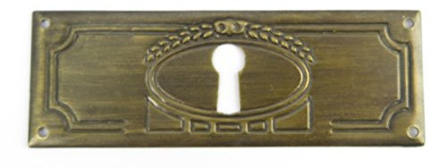 Clever-Deko Beschlag Metall Abdeckung Schrankgriff Schrank Schublade Schranktür waagerecht Schlüsselloch Rosette Sekretär brüniert Jugendstil Gründerzeit Eisenbeschlag