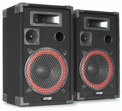 MAX XEN-3510 Passive PA Lautsprecher Set, 700 Watt Partyboxen Set, 10 Zoll Passiv, Disco, DJ Party Lautsprecher, Lautsprecherboxen, 10 Zoll - Schwarz