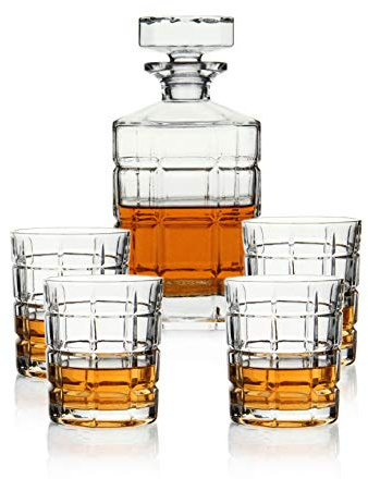 polar-effekt Whisky Karaffe 800 ml und 4 Whiskygläser 320 ml Set - Whiskey Geschenke für Männer - bleifreies Geschenkset für Papa - Männergeschenk zum Geburtstag