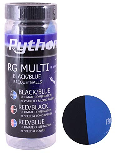 Python 3 Ball Can RG Multi Coloured Racquetballs (Endorsed by Racquetball Legend Ruben Gonzalez!) (Red/Blue, Red/Black, Black/Bue Colours Available)