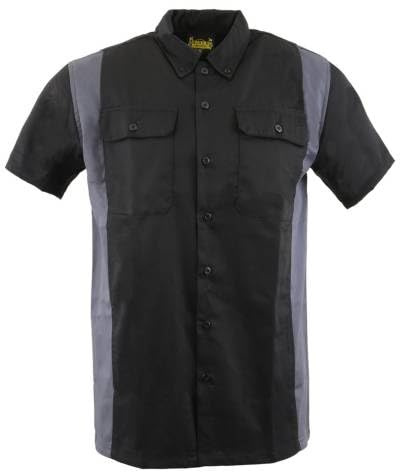 Biker Clothing Company Men’s Two-Tone Black and Grey Short Sleeve Motorcycle Mechanic Shirt (2X-Large)