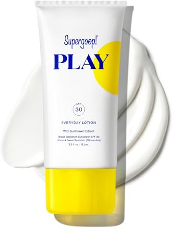 Supergoop! PLAY Everyday SPF 30 Lotion, 5.5 oz - Reef-Safe, Broad Spectrum Sunscreen for Sensitive Skin - Water & Sweat Resistant Body & Face Sunscreen - Clean ingredients - Great for Active Days