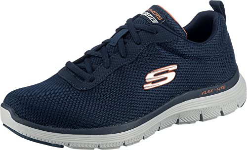Skechers Baskets Flex Advantage 4.0 Providence pour Homme, Bordure Noire en Maille PU Bleu Marine, 45 EU