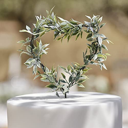 Miss Lovely Kuchen-Aufsatz Herz Botanical Eukalyptus Kuchen-Stecker Torten-Aufsatz Cake-Topper in grün Kuchen-Deko Hochzeits-Deko Accessoires Gebäck Hochzeitstorte Deko Baby-Party