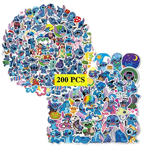 GTOTd Cute Cartoon Stickers Aufkleber (200 Pcs) Geschenke Merch Blue Monster Aufkleber für Laptop Wasserflasche Telefon Zubehör Auto Stoßstange Fenster Helm Dekor Teens