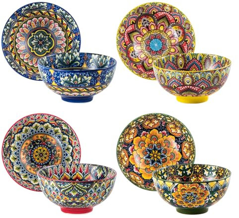 Henten Home Juego de 4 Cuencos para Sopa - 690 ml, Cuencos para Muesli | Ensalada | Sopa | Cereales | Desayuno, Ensaladera/Cuencos de Pasta/Cuencos – Multicolor