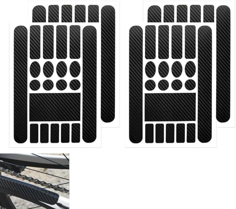 WLICCHS 4 Stück Fahrrad Rahmenschutzfolie Carbon Aufkleber – Schutzfolie für Rahmen, Kettenstreben, MTB, E-Bike (Lackschutz, Kratzfest)